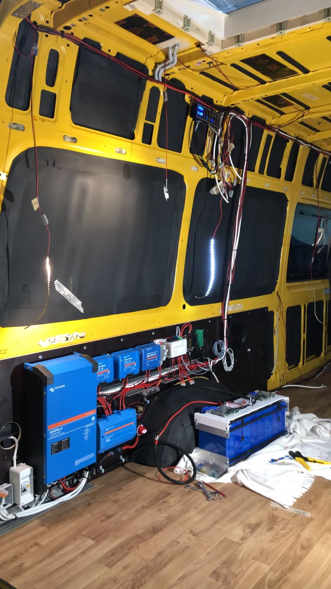 Victron gear and battery under the bed